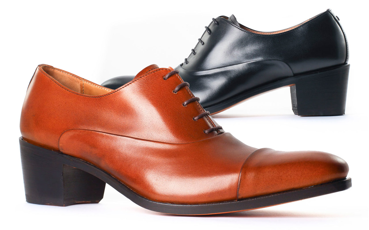 Shoes with high heel for men | DROUOT Satin Libano | Calf Noir